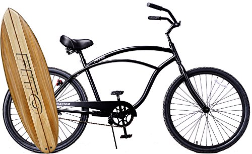 Fito Anti Rust Light Weight Aluminum Alloy Frame, Marina Alloy 1-Speed for Men - All Matte Black, 26" Wheel Beach Cruiser Bike Bicycle