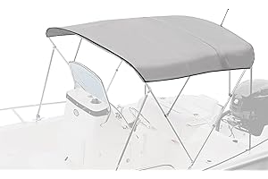 Cerumute 4 Bow Bimini Top Replacement Canvas with Light Hole and Storage Boot,Bimini Top Canvas Only Without Frame,900D Heavy Duty Waterproof, 8'L 85"-90" W Grey