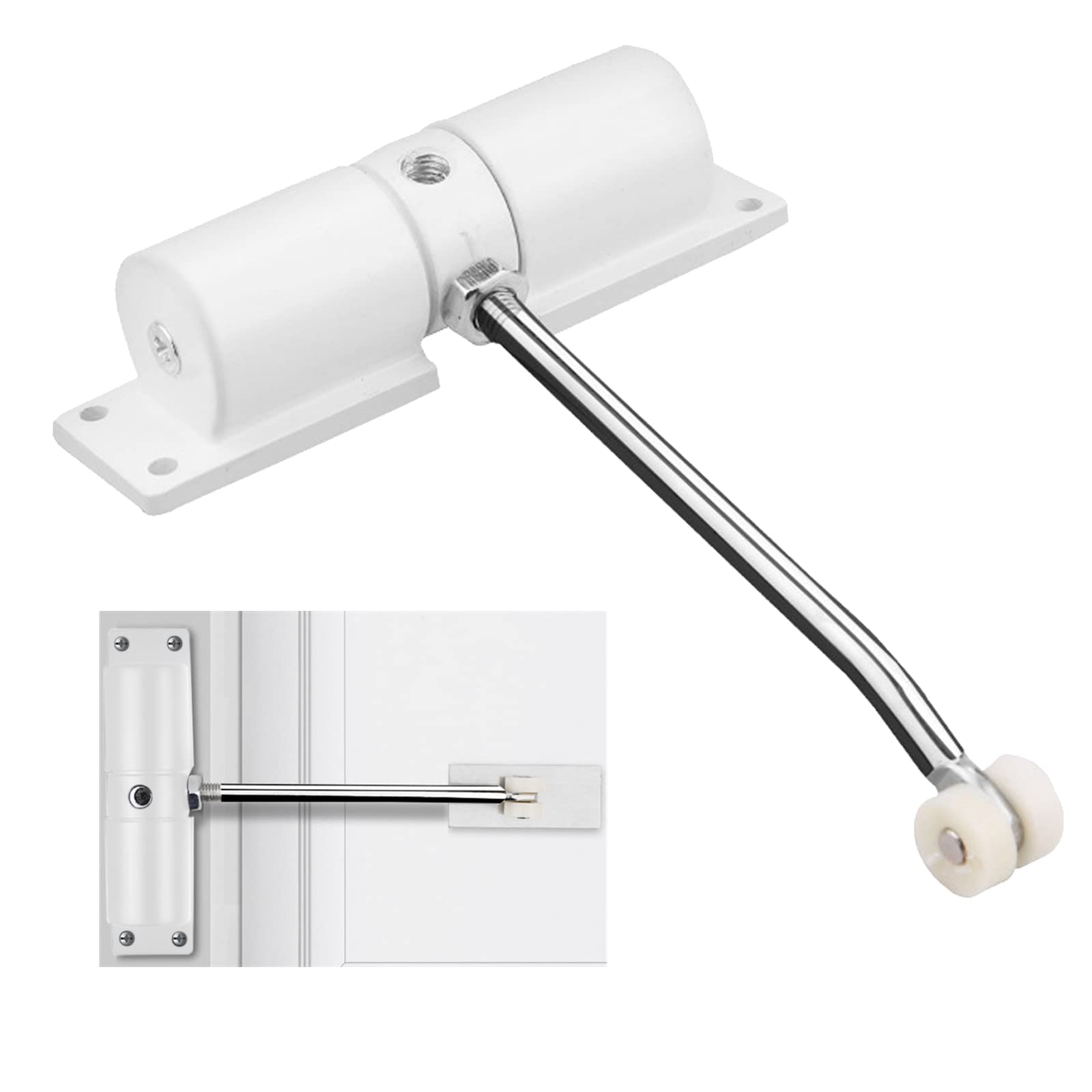 Automatic Door Closer, Adjustable Hydraulic Door Spring Closer for Interior Door, Quiet Auto Door Closing for Interior Door, Safety Door Stopper for Room, Gate Spring with Adjusting Rod and Screws