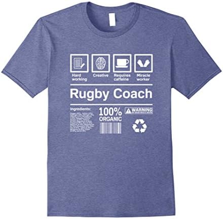 Mens Rugby Coach T-Shirt Gift 3XL Heather Blue