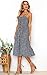 Angashion Women's Dresses-Summer Floral Bohemian Spaghetti Strap Button Down Swing Midi Dress With Pockets, Navy Blue 1, Small
