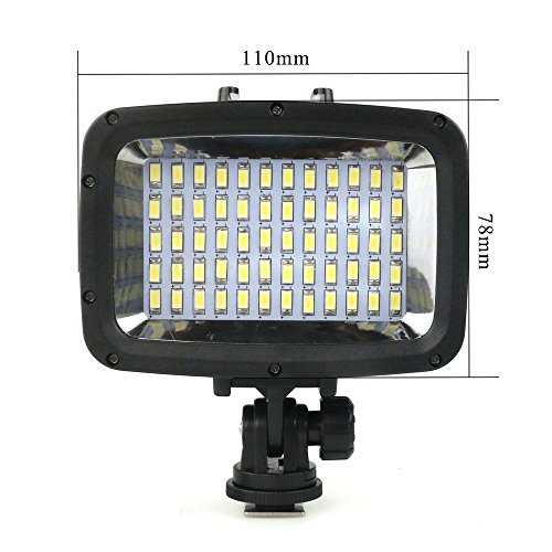 Orsda Video Diving Light 40M Waterproof 1800LM 60 LED Driving lamp video light for GoPro Hero 6/5/4/3+/3/2 Sports Camera Xiaomi Yi SJCAM Action Cam & for DSLR Camera + 2 Battery 18650 Black OR005