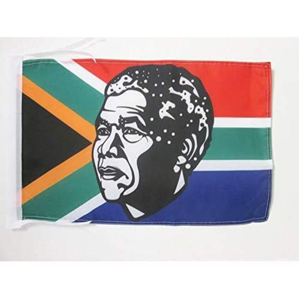 AZ FLAG - South Africa with Mandela Flag - 18'' x 12'' - 100% Polyester South African Small Banner with Two Cords - Fade Resistant - Vivid Colors - 18x12 in - 45x30 Cm