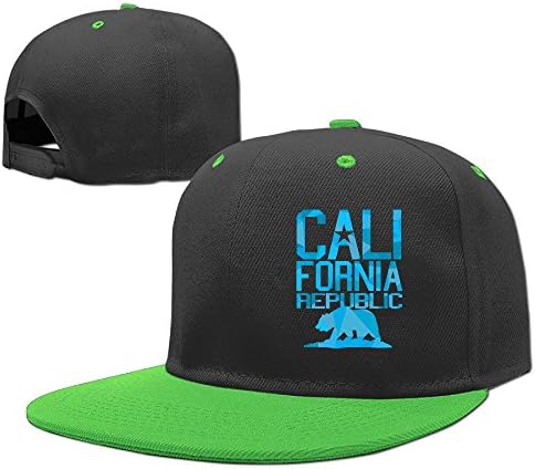 Macthy California Republic Bear Ice Blue Version Boy's Adjustable Contrast Baseball Cap KellyGreen