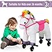 Qaba Walking Unicorn Horse Toy with Wheels and Sound for Kids, Plush Ride-On Battery Operated, White