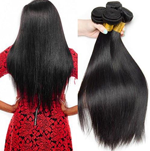 Julissa Hair 8A Grade Peruvian Straight Virgin Hair 3 Bundles, 100% Unprocessed Remy Human Hair Weave Extensions for Women Natural Color 95-100g/piece (8 10 12)