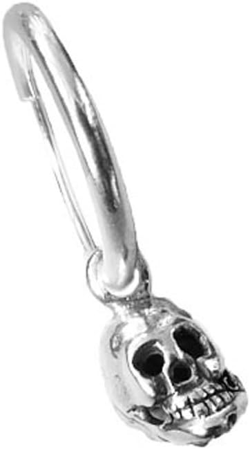 Men's 925 Silver Single Hoop Skull Earring - Gift Boxed - For the MAN in your Life