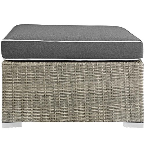 Modway EEI-2962-LGR-CHA Repose Outdoor Patio Upholstered Fabric, Ottoman, Light Gray Charcoal