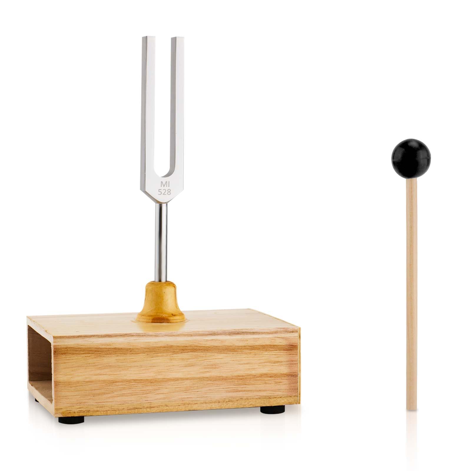 528 Hz Tuning Fork, Aluminum Alloy Tuning Fork Resonance Box with Mallet and Wooden Voice Box 528Hz Medical Healing Tuning Fork Set Sound Instruments for Yoga Meditation