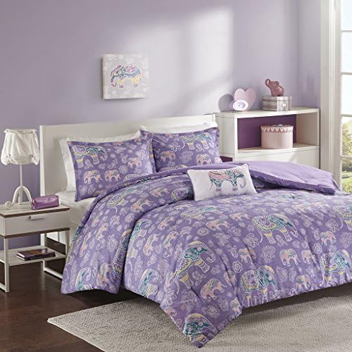 Purple &amp; Turquoise Elephant Full / Queen Comforter, Shams &amp; Toss Pillow (4 Piece Bed In A Bag) + HOMEMADE WAX MELT