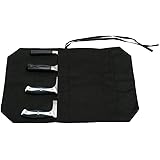 QEES 巻き包丁ケース 収納 4本 食器収納 ナイフ 巻タイプ 携帯 便利 防水 安全 軽量 53*35cm コック用 DD35 (ブラック)