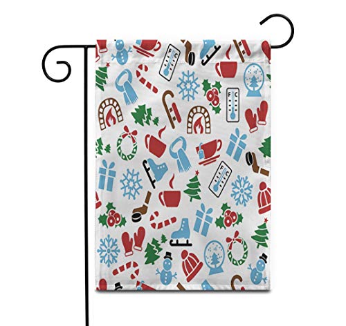 Awowee 28"x40" Garden Flag Advent Winter Candy Cap Celebrate Christmas Coffee Cold December Outdoor Home Decor Double Sided Yard Flags Banner for Patio Lawn