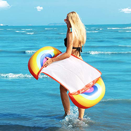 2-Pack(Rainbow,Watermelon) Premium Portable Swimming Pool Float Hammock, Multi-Purpose Inflatable Hammock (Saddle, Lounge Chair, Hammock, Drifter), Water Hammock Lounge