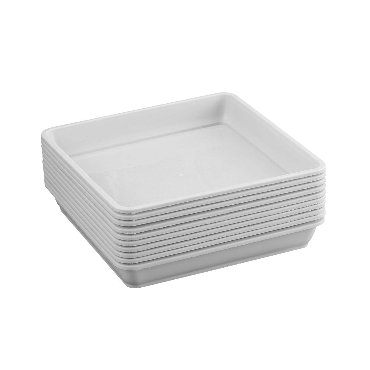 Yardwe 10 Pieces Square Plant Saucers for Pots Plastic Saucers for Pots Plants Saucers for Holding 15 x 2.8 cm (White)