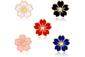 XKYDYF 5pcs Cherry Blossoms Badge Brooch Fashion Metal Enamel Lapel Pin Backpack Clothes Fashion Jewelry Gift for Kids Alloy Badge Pins for DIY Backpacks Clothes Bags Jackets Hat Decoration