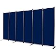 CHOSENM Room Divider, 6 Panel Folding Privacy Screens with Wider Support Feet, 6 Ft Portable Room Partition for Room Separator, 132" W X 71" H, Navy Blue