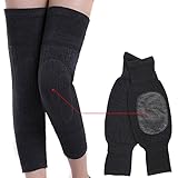 Men Women Thicken Long Stretchy Knee Leg Sleeve Warmers Breathable Thermal Cashmere Padded Knee Brace Wraps Pads Support Protector Legging Stockings for Outdoor Sports Arthritis Tendonitis