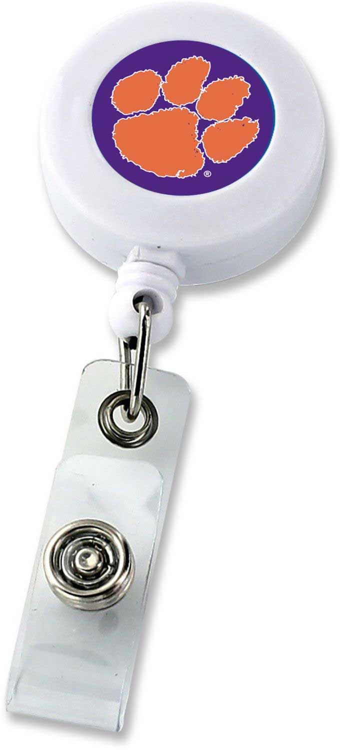 aminco NCAA Clemson Tigers Badge Reel, White, Large