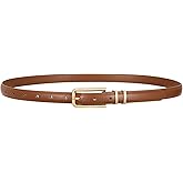 VONMELLI Women Skinny Leather Belt Thin Waist Belt for Women Jeans Dress Fashion Ladies Belt with Gold Buckle