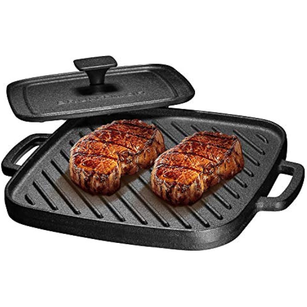 PreSeasoned Cast Iron Single Burner 10X10 Reversible Grill Griddle W