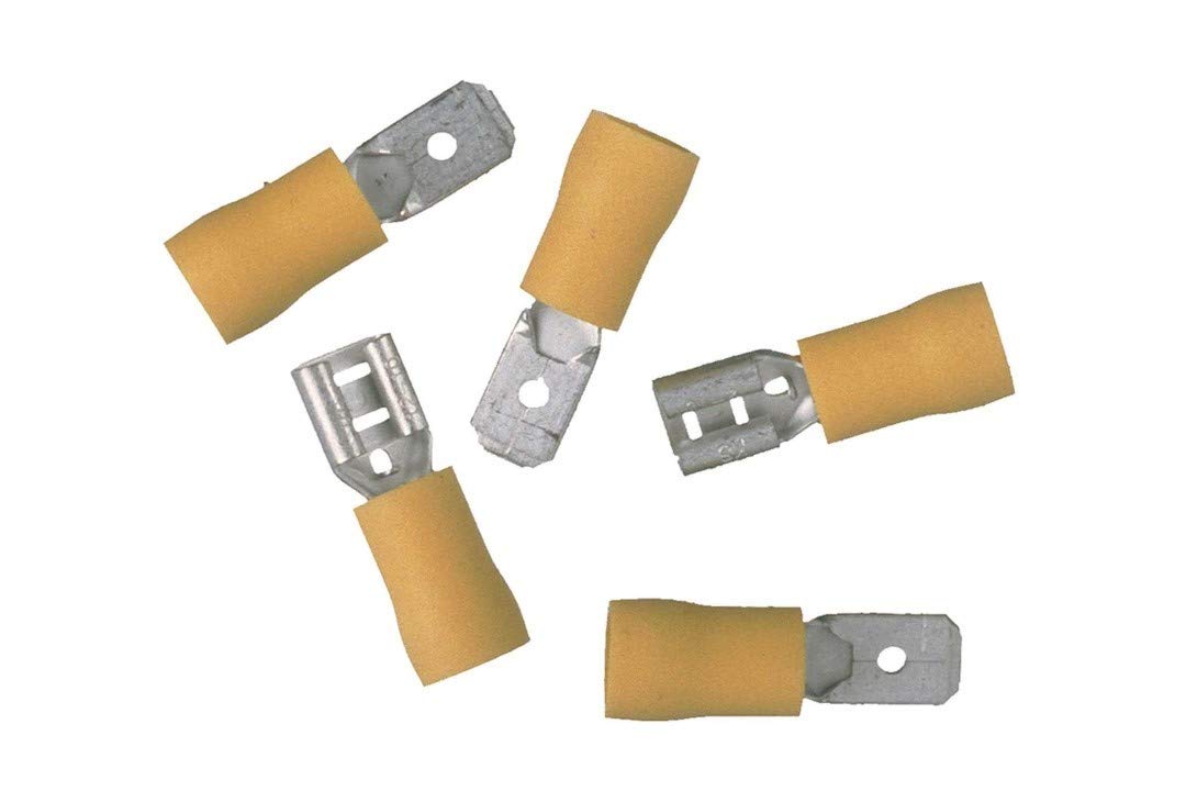 Connex COXT190535 Flat Plug Connectors, Yellow/Silver, Set of 10 Piece