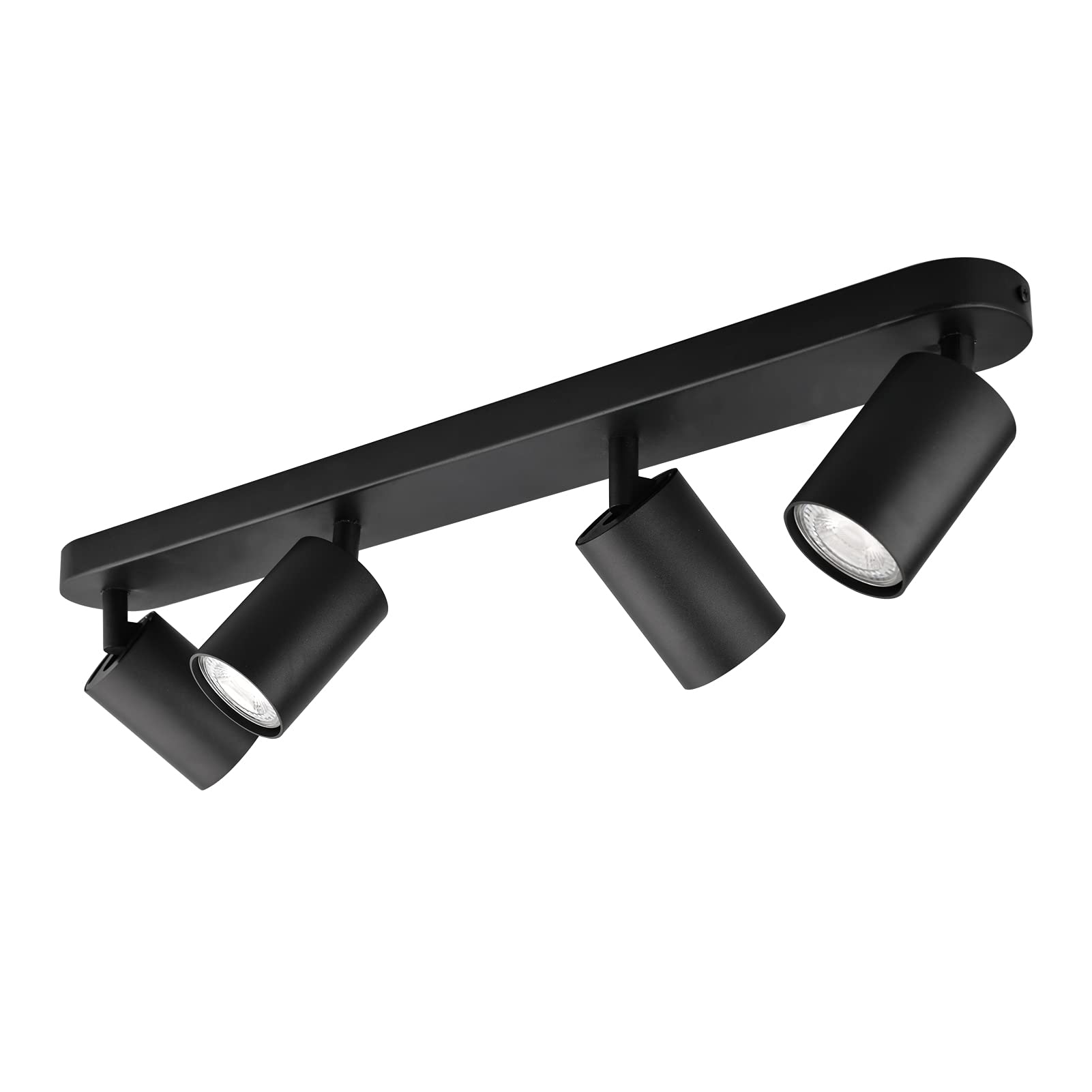 KYOTECH 4 Way LED Ceiling Light Rotatable GU10 Ceiling Spotlights Fitting GU10 Sockets Black Angle Adjustable Lighting for Kitchen Living Room and Bedroom, Bulb not Included — image 1