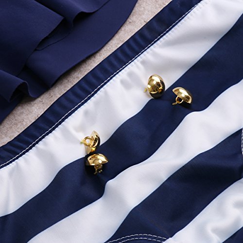 Mekilyn 3Pcs Infant Baby Girls Halter Bowknot Tube Top+Short Strips Bottoms+Headband Bathing Bikini Swimsuit (Navy Blue, 2T) - Thumbnail 3