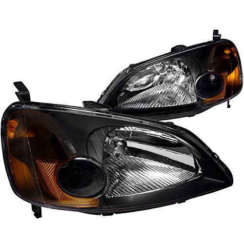 Spec-D Tuning 2LH-CV01JM-RS Honda Civic 4Dr Dx Lx Ex Jdm Black Head Lights Lamps Pair