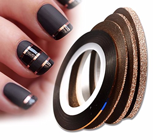 4 Pcs 1-3mm Cinnamon Color Rolls Nails Art Sticker Striping Tape Line Water Transfer Nails Wrap Paint Tattoos Stamping Plates Templates Tools Tips Kits Pretty Popular Stick Tool Vinyls Decals Kit