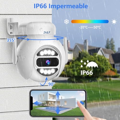2NLF Kit de Cámaras de Vigilancia Exterior Inalámbrica WiF | Monitor Táctil LCD de 10,1", Cámara de Seguridad de 5MP, Detección de Movimiento, Visión Nocturna en Color, Impermeable IP66
