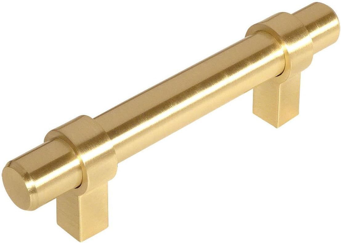25 Pack - Cosmas 161-3.5BB Brushed Brass Contemporary Bar Cabinet Handle Pull - 3-1/2" Inch (89mm) Hole Centers