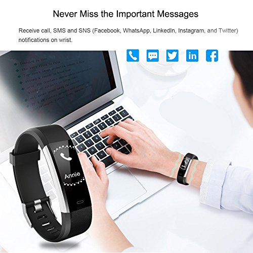 ITRACKER Fitness Tracker [2019], Activity Tracker Watch with Heart Rate Monitor, Waterproof Smart Bracelet with Step Counter, Calorie Counter, Pedometer Watch for Kids Women and Men (Black) - Thumbnail 2