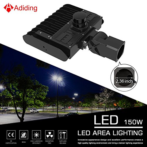 150 Watt Led Parking Lot Lighting,Adiding Slip Fitter Mounting Led Area Light,Lumileds 3030 LED 130 Lumens per Watt 5700K Bright White 19500lm with Photocell Sensor Shorting Circuit Cap UL DLC List