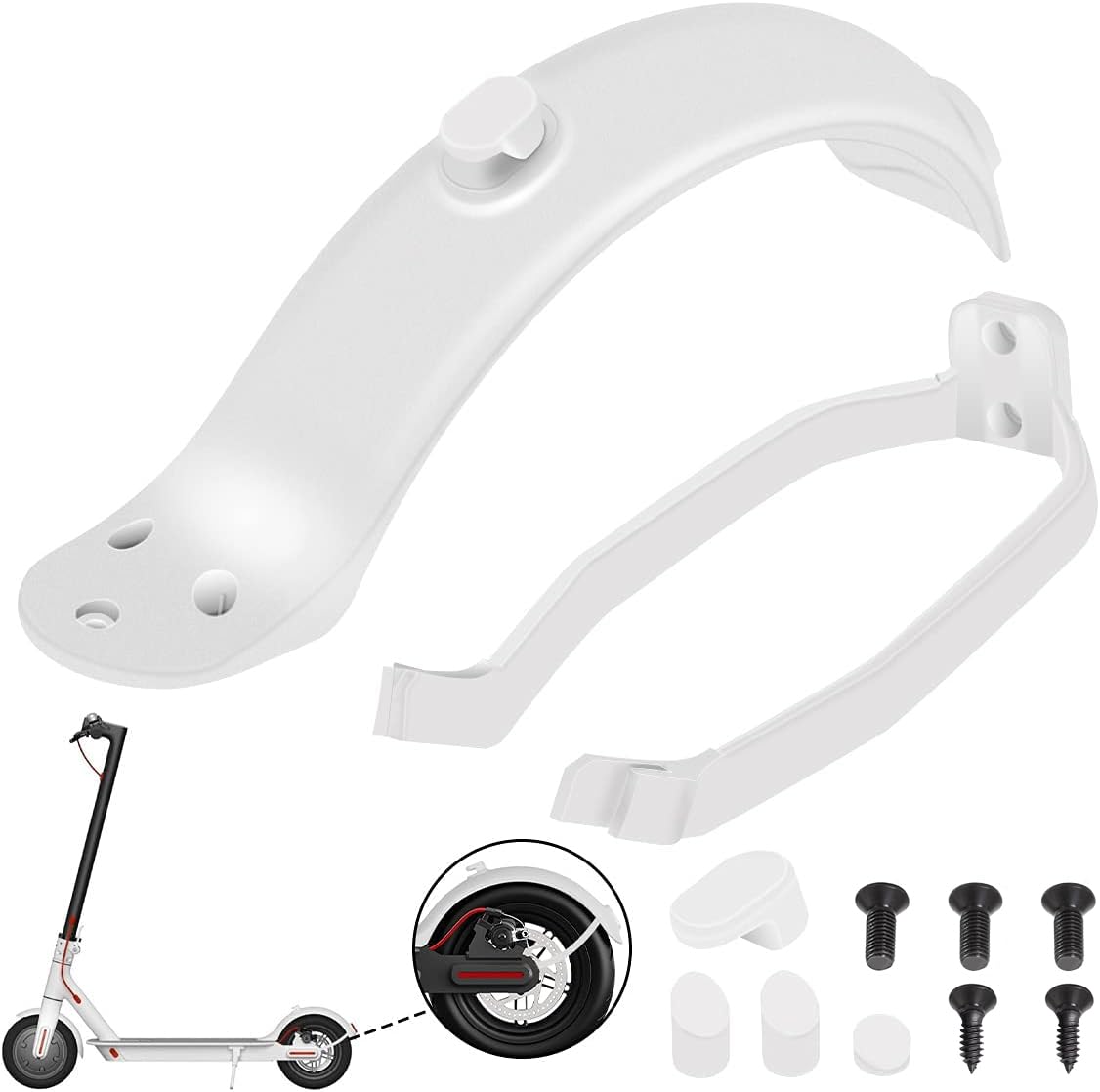 AKOFIC Rear Fender and Mudguard Bracket - Compatible with Xiaomi M365/M365 Pro Electric Scooter - White