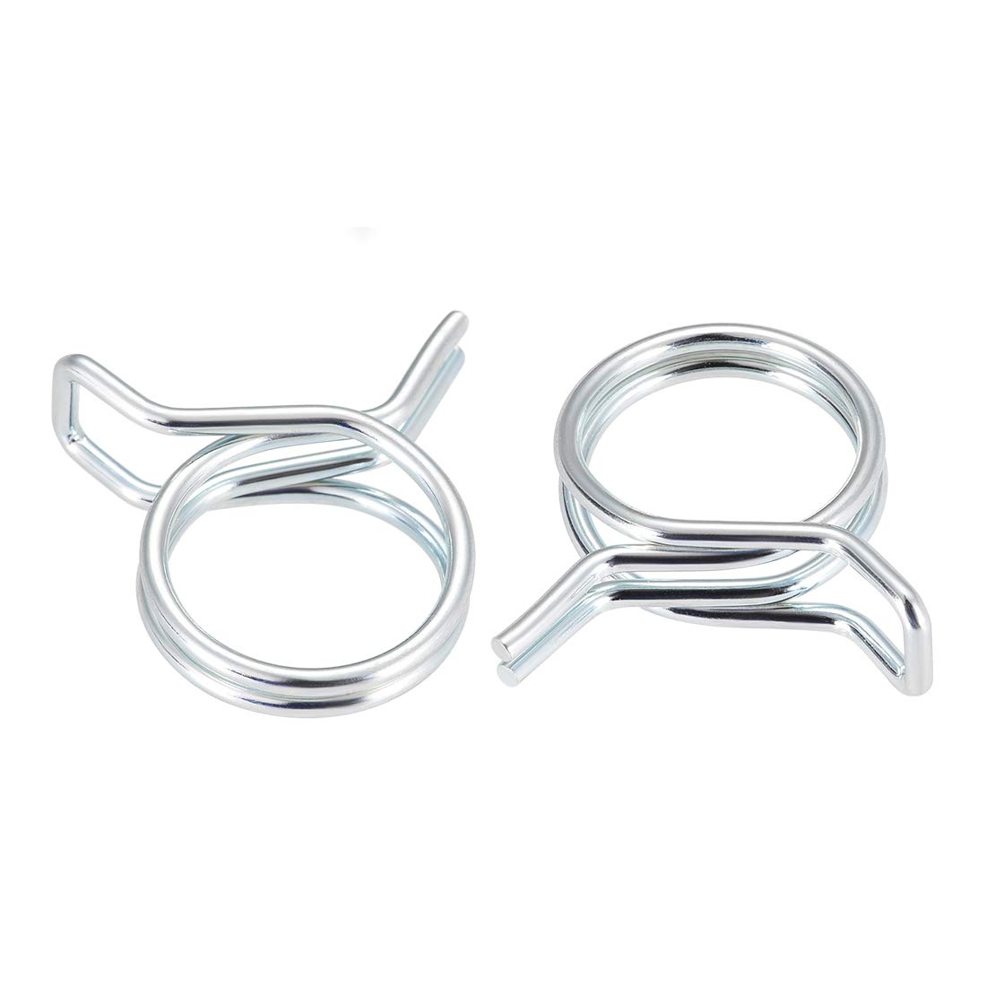 uxcell Double Wire Spring Hose Clamp 16mm Inner Dia Fit 16.0-17.0mm OD Hose Fuel Line Silicone Tube Spring Clips Zinc Plated 50Pcs