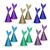 Fonder Mols 12pcs Mermaid Tail Party Hats Birthday Crown for Under the Sea Themed 1st Birthday Party Baby Shower Decoration
