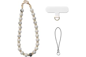 AOKSUNOVA Beaded Phone Charm Strap,Pearl Phone Wrist Strap with Tether Tab, Universal Phone Bracelet Strap for Women Girls