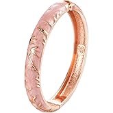 UJOY Women's Bangle Bracelet Golded Alloy Hinged Flower Enameled Cloisonne Jewelry with Gift Box 55B01