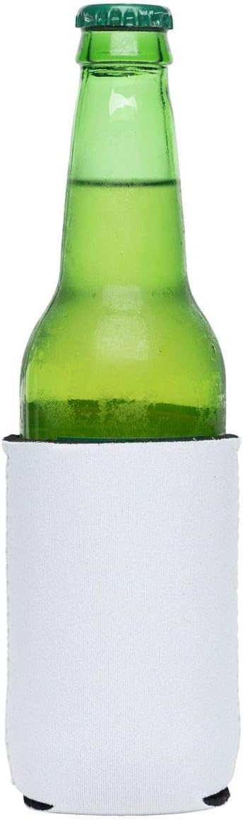 SNERTZ (6) White Sublimation Blank Beer Can Sleeves 3mm Neoprene DIY Customizable Can or Bottle Beverage Cooler