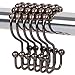DOTZ Bathroom Collection Double Shower Curtain Hooks Decorative Rustproof Bronze Easy Glide Roller Shower Curtain Rings with Double Hooks. 100% Stainless Steel Brushed Bronze Rings, Set of 12
