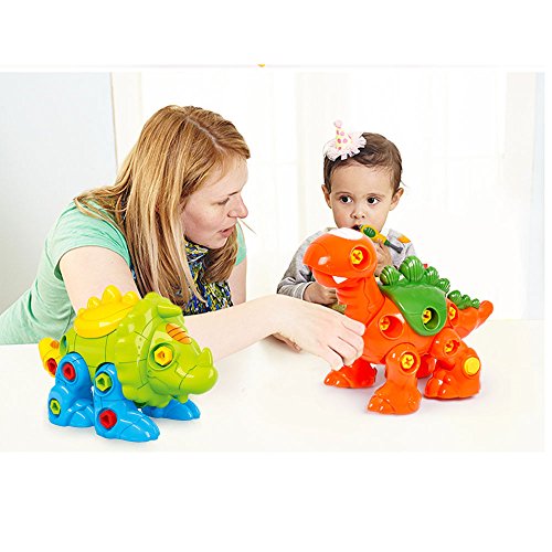 CAILLU Dinosaur stem Toys,Take Apart Intellectual Dinosaurs Green Toy Stem Learning DIY,Construction Engineering Building Play Set for Boys,Girls,Toddlers,Best Gift Kids Ages 3-10 (Triceratops Toy) - Thumbnail 2
