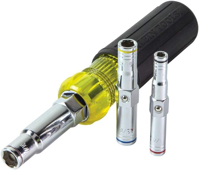 Klein Tools Nut Driver, 6-in-1 Multi NutDriver Set, Heavy Duty Hollow Shaft Six Point Hex Sizes 32800: Home Improvement