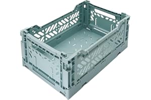 AYKASA Collapsible Storage Bins, Plastic Crate for Storage, Collapsible Crate, Utility Stackable Box (Small, Arctic blue)