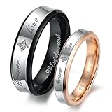 Dreamslink His or Hers (Priced Separate) Forever Love Black & Rose Gold Plated Stainless Steel Titanium Wedding Band Couple Rings (A Pair)