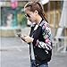 Women's Floral Print Baseball Bomber Jacket Varsity Coat Short Button Closure Outwear Top