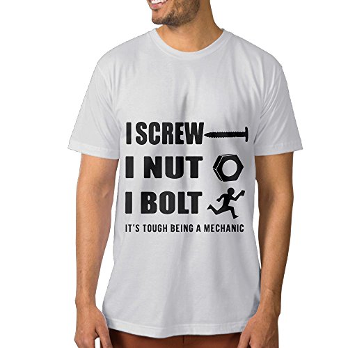 TsiaeaKc Men's I Screw I Nut I Bolt It's Tough Being A Mechanic Short Sleeve T Shirt Color White Size 4XL