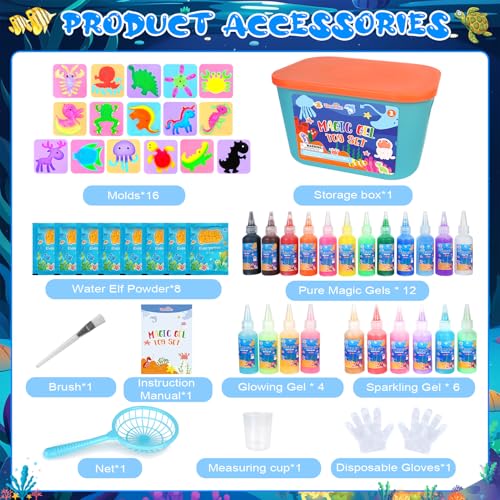 Dreamon Magic Water Gel Toy Kit, DIY 3D Magic Water Gel Toy, Aqua Gelz Set with 22 Colours & 16 Shapes, Creative Toy Gift for Children from 3+, Boys and Girls