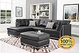ArtMuseKit IND6601JB Leather Sectional Sofa, Dark Espresso