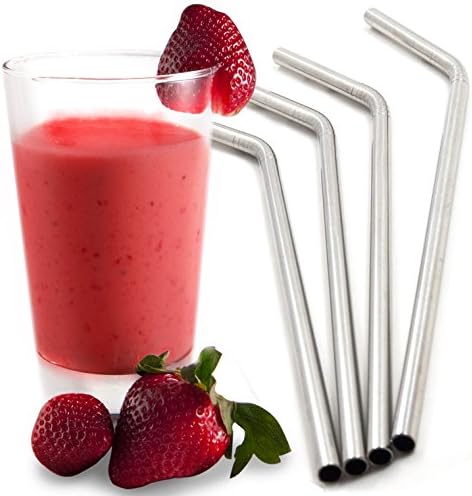 Royal Living Stainless Steel Drinking Straws, Bent, Free Cleaning Brush Included