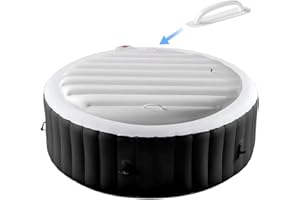 Tlswshsy 4.5 Ft Inflatable Hot Tub Cover with Handles, Round Hot Tub Lid, Portable Energy-Saving Hot Tub Thermal Cover for Protecting Tubs from Wind Rain Debris and Dust